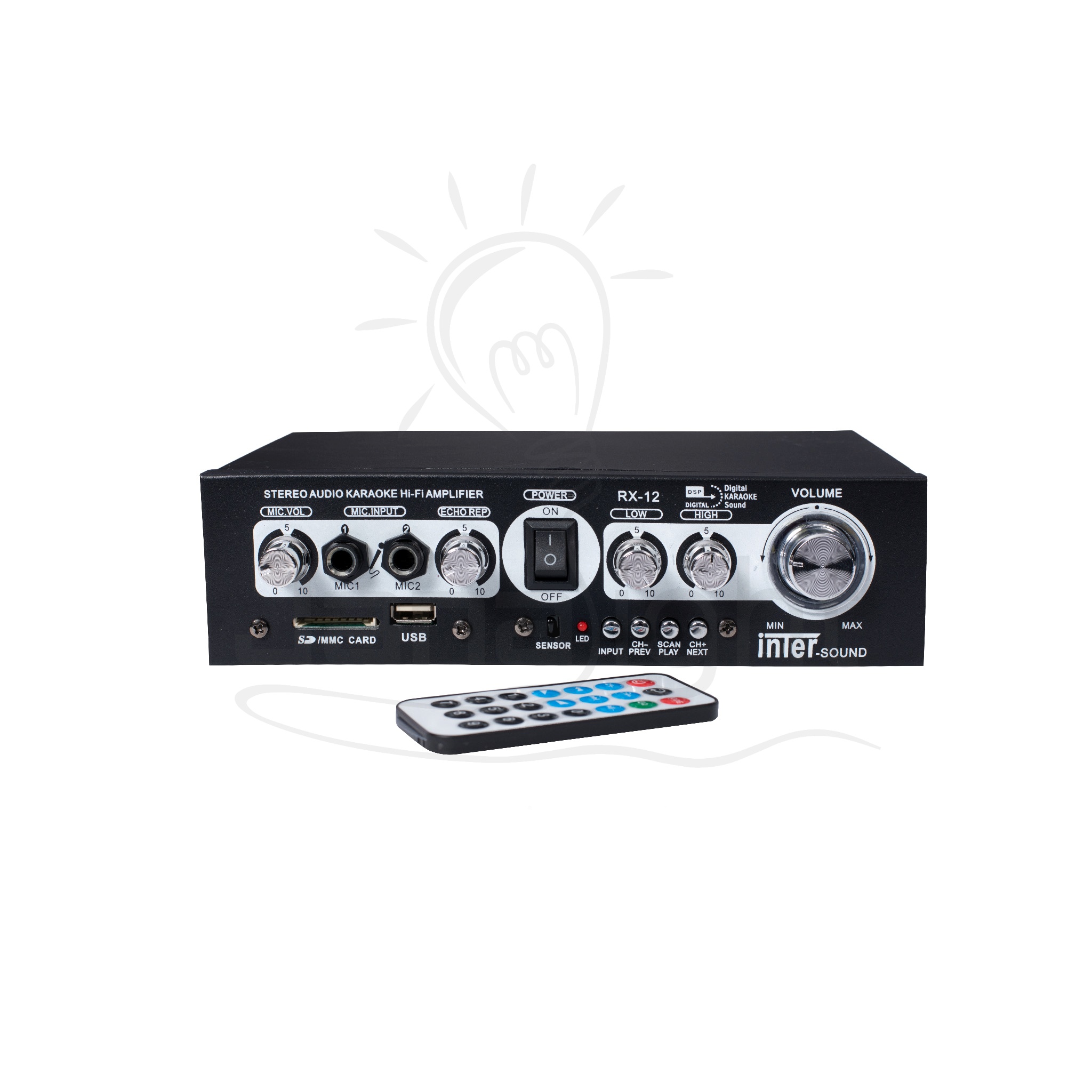 مضخم صوت عادي بالريموت 40 وات مع USB و SD CARD Sound amplifier 40 watt with remote control 11501003(1)