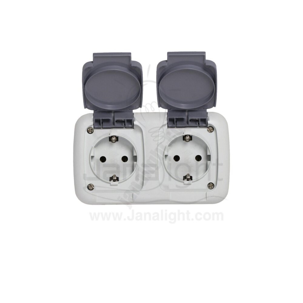 بريزة دبل خارج وتر بروف تركي تيب بلاس TP ELECTRIC Turkish Double Socket Outside The Wall Waterproof