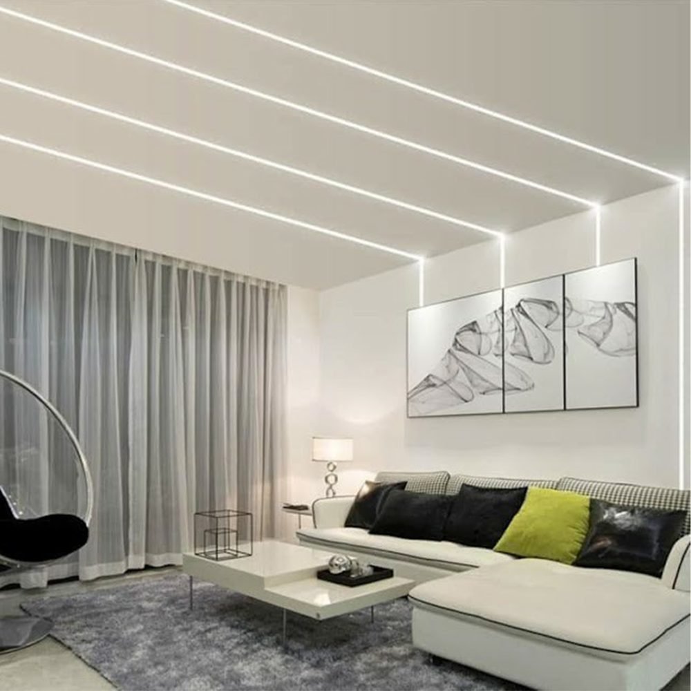 بروفايل المنيوم 24.7x0.7 داخل طول 3 متر LED strips aluminum channel CN-508 Recessed silver