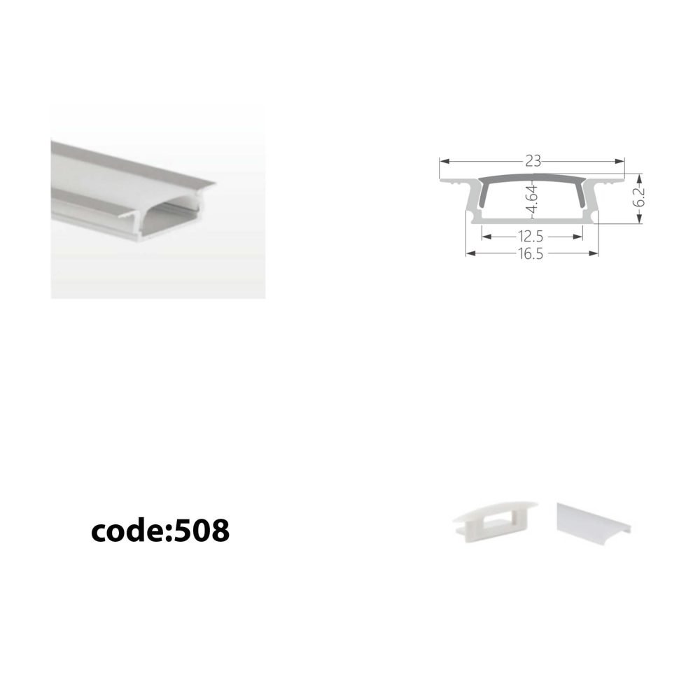 بروفايل المنيوم اقتصادي 25x18 داخل طول 3 متر LED strips aluminum channel CN-508 frugal Recessed silver