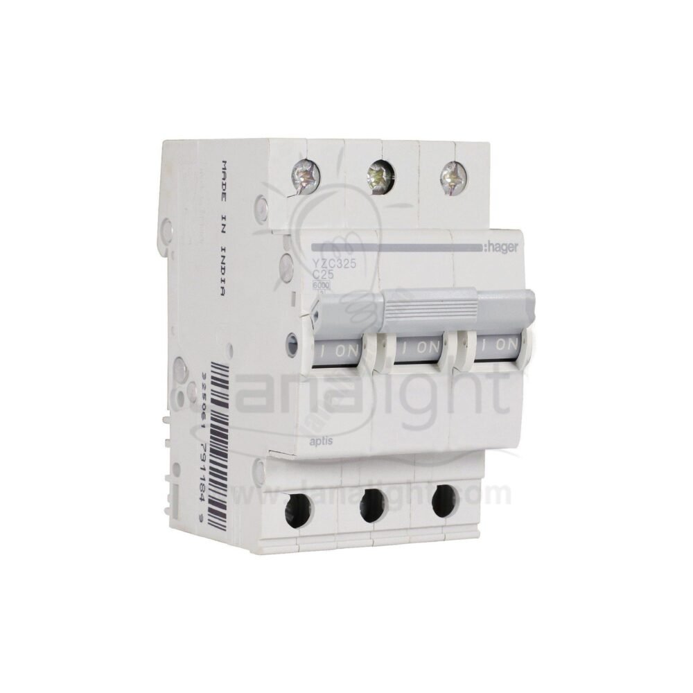 مفتاح هاجر 25 امبير ثلاثي 6 كيلو هندي hager, circuit breaker, 3 pole, 6KA, 25 amp india