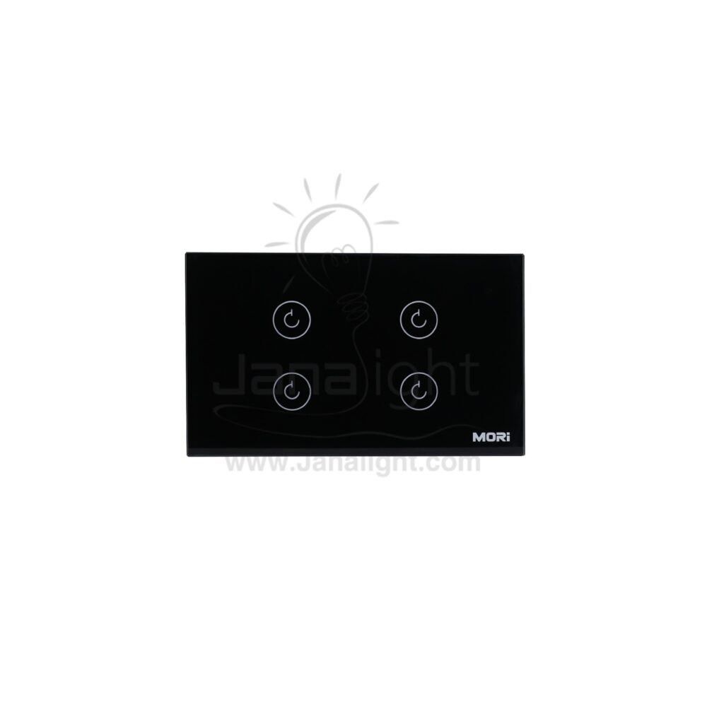 مفتاح تاتش رباعي سمارت هوم موري اسود s4w wifi mori smart touch wall switch black 4 gang