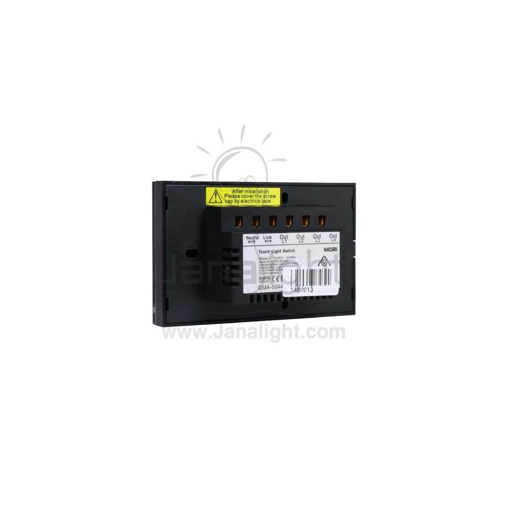 مفتاح تاتش رباعي سمارت هوم موري اسود s4w wifi mori smart touch wall switch black 4 gang