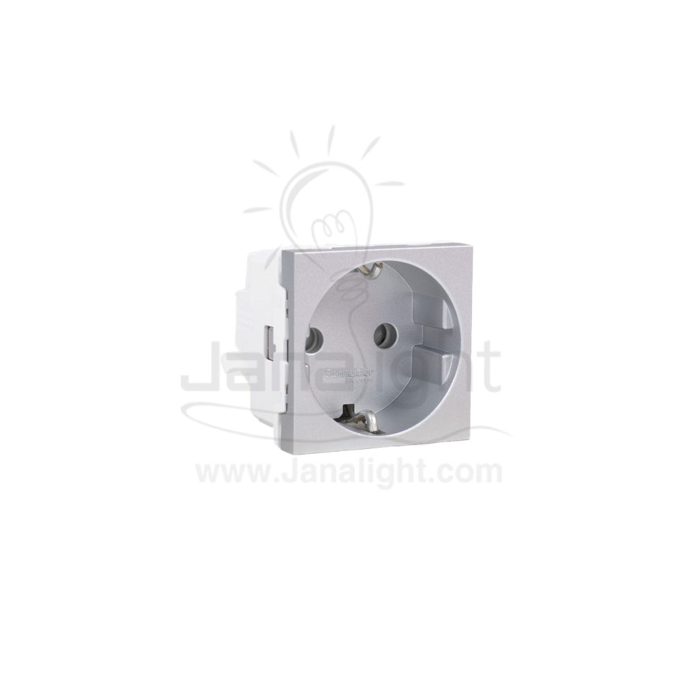 بريزة مجوفة 16 أمبير فضي شنايدر يونيكا NU303730 Unica socket 16A Schneider NU303730 14410009(1)