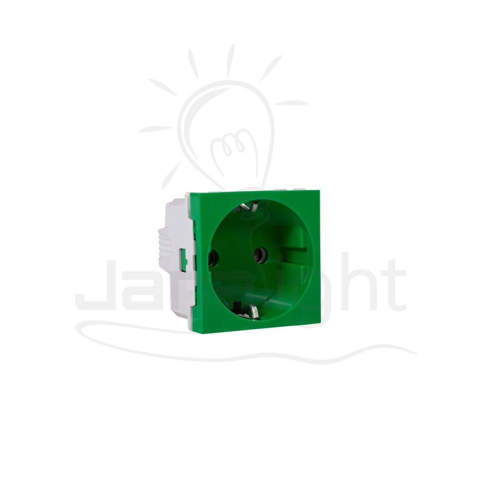 بريزة مجوفة 16 أمبير أخضر شنايدر يونيكا NU303706 Unica socket 16A Schneider NU303706 14411031(1)