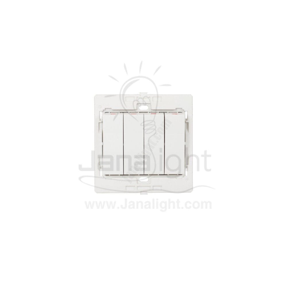 مفتاح ديفياتير رباعي 7x7 ساس ابيض Quadruple white switch - 2-way 7*7 sas