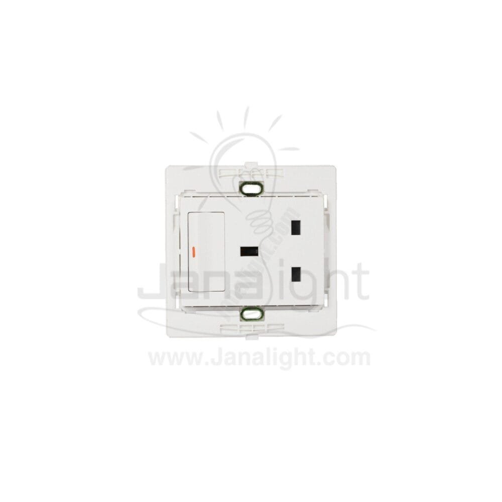 بريزة انكليزي بمفتاح 7x7 ساس ابيض white Socket universal with switch 7*7 sas
