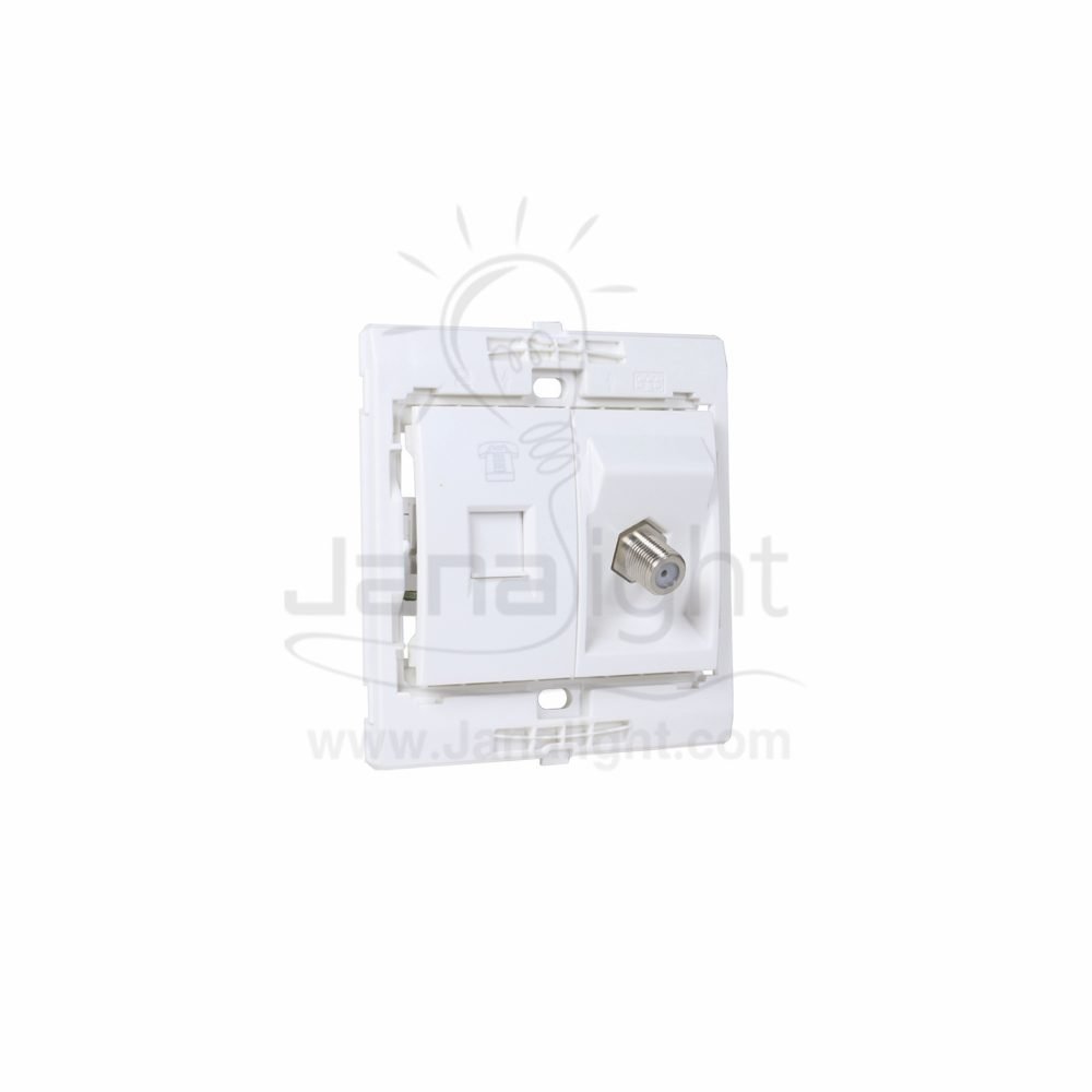 بريزة تليفون وبريزة دش ساس 7x7 ابيض White telephone socket CAT 3 and satellite socket SAS 7*7