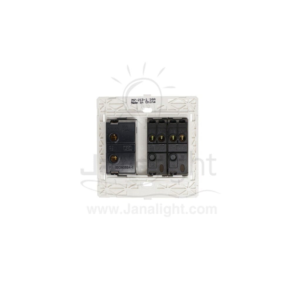 بريزة امريكي ومفتاح احادي مجوز 7x7 ساس ابيض White socket with Double switch 7*7 sas