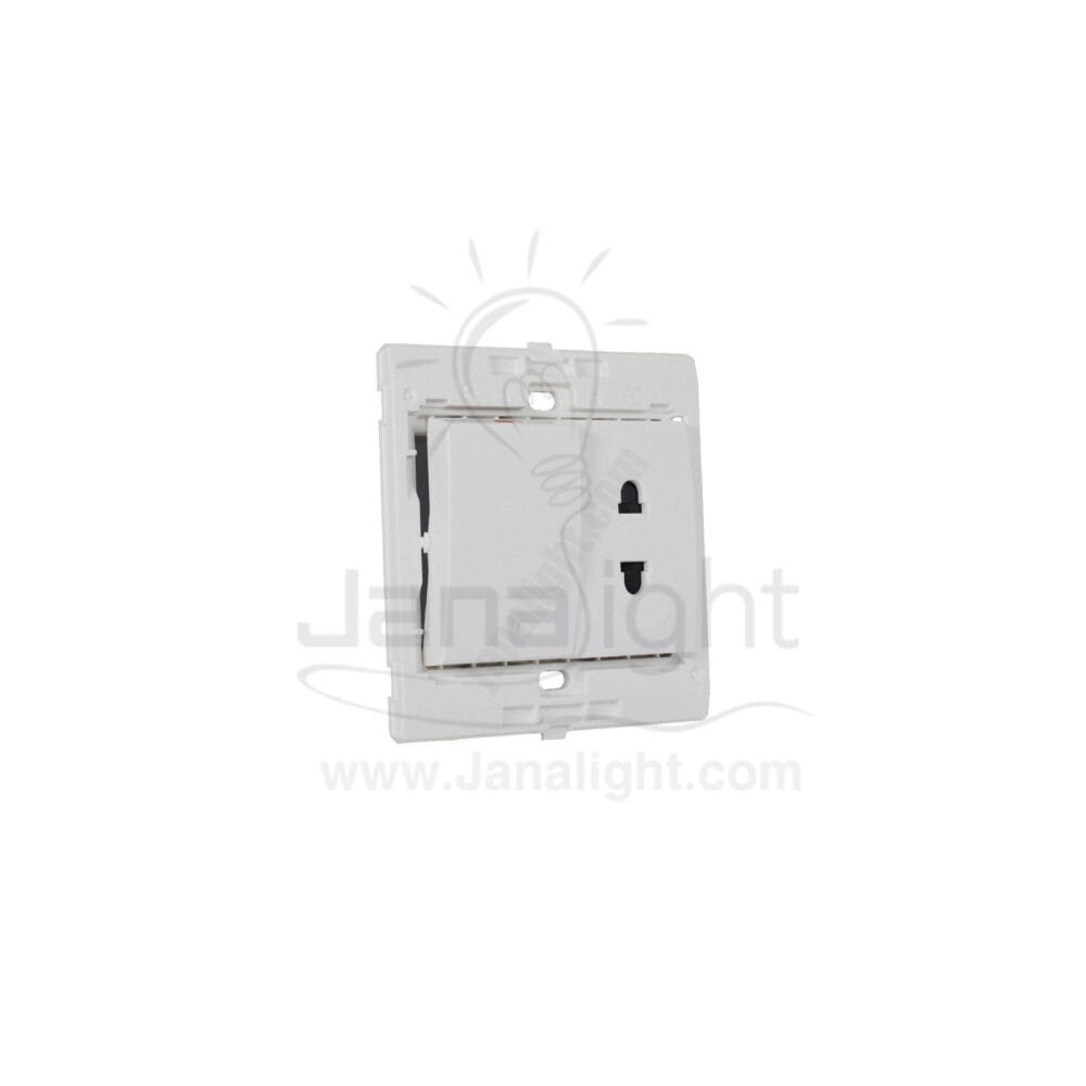 بريزة امريكي ومفتاح احادي مفرد 7x7 ساس ابيض White socket with switch 7*7 sas