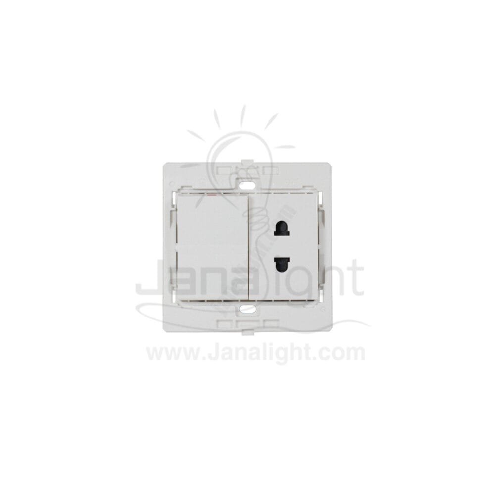 بريزة امريكي ومفتاح احادي مفرد 7x7 ساس ابيض White socket with switch 7*7 sas