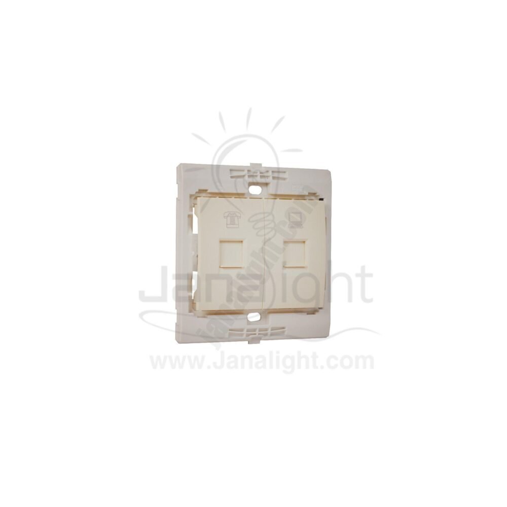 بريزة تليفون وبريزة نت CAT5 ساس بيج 7x7 Beige telephone socket CAT3 and Internet socket CAT5 SAS 7*7