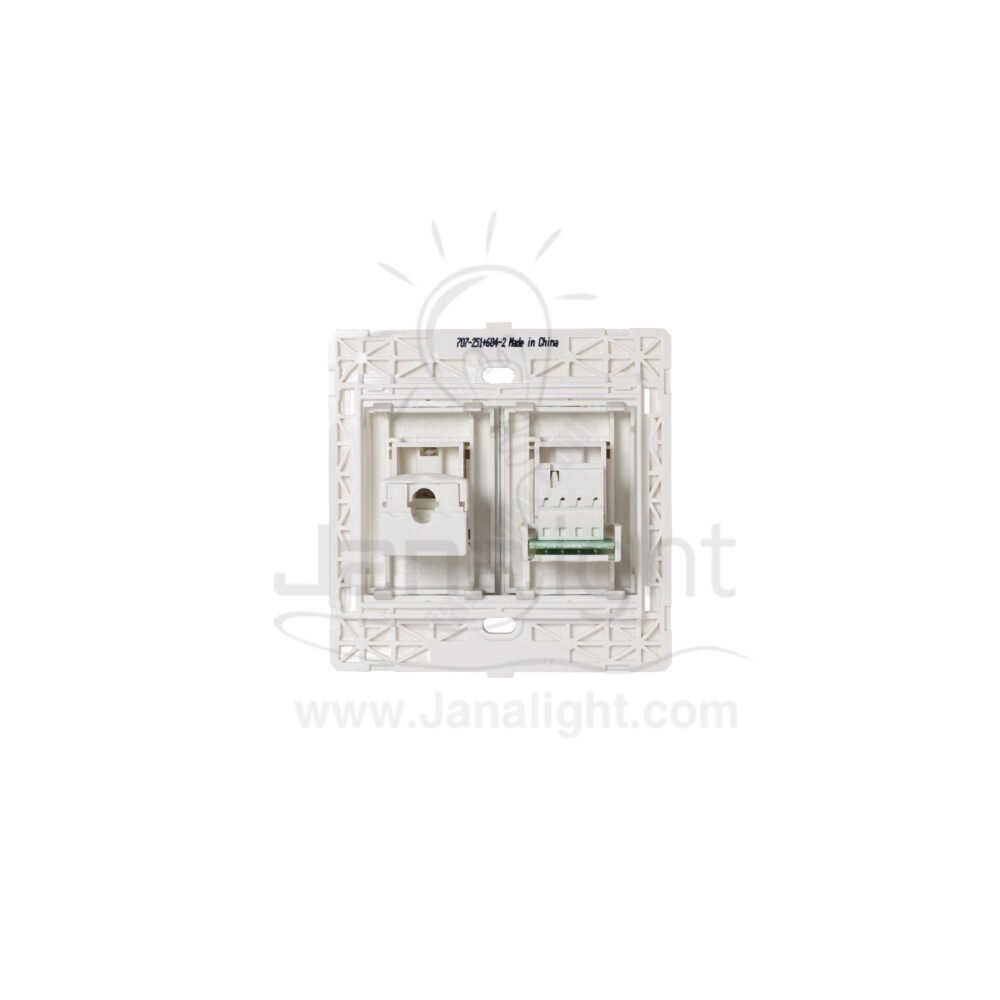 بريزة تليفون وبريزة نت 7x7 CAT6 ساس ستانلس stainless Phone Socket with CAT6 socket 7*7 sas