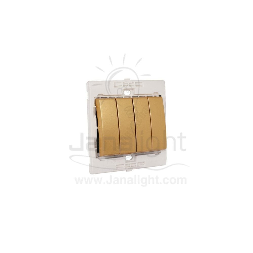 مفتاح رباعي 7x7 ساس ذهبي مط Quadruple Matt gold Switch 7*7 sas