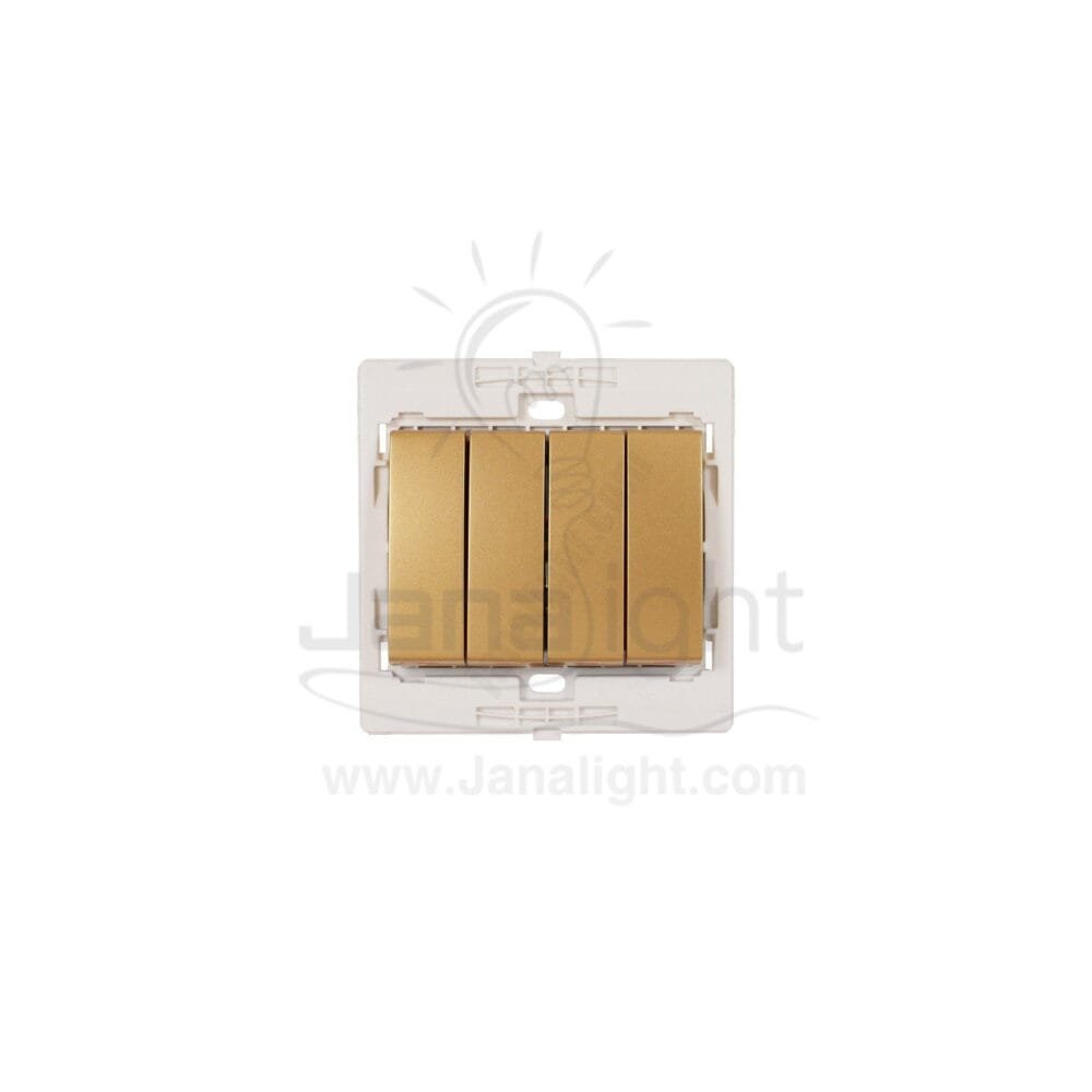 مفتاح رباعي 7x7 ساس ذهبي مط Quadruple Matt gold Switch 7*7 sas