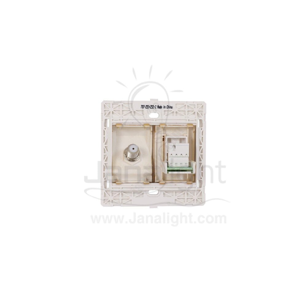 بريزة تليفون وبريزة دش 7x7 ساس ذهبي مط Matt gold Phone Socket with socket TV 7*7 sas