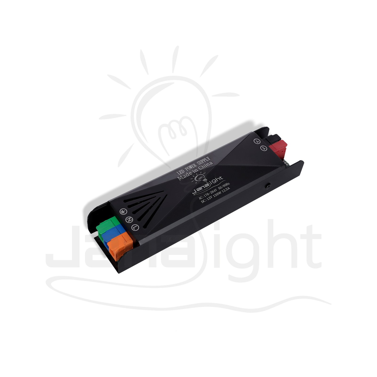 باور سبلاي 12.5 امبير HQ الترا سلم 150 وات DC12V فولت IP20-DY-150W-12 جني لايت Power Supply HQ Ultra Slim 12.5A 150W DC 12V IP20 - DY-150W-12 Jana Light