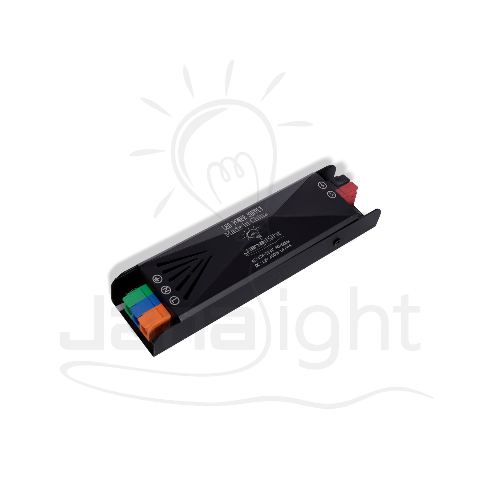باور سبلاي 16.7امبير HQ الترا سلم 200 وات DC12V فولت IP20-DY-200W-12 جني لايت Power Supply HQ Ultra Slim 16.7A 200W DC 12V IP20 - DY-200W-12 Jana Light