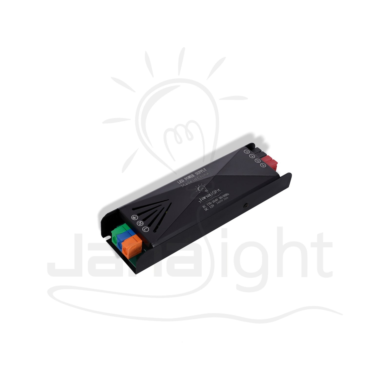 باور سبلاي 20 امبير HQ الترا سلم 240 وات DC12V فولت IP20-DY-240W-12 جني لايت Power Supply HQ Ultra Slim 20A 240W DC 12V IP20 - DY-240W-12 Jana Light