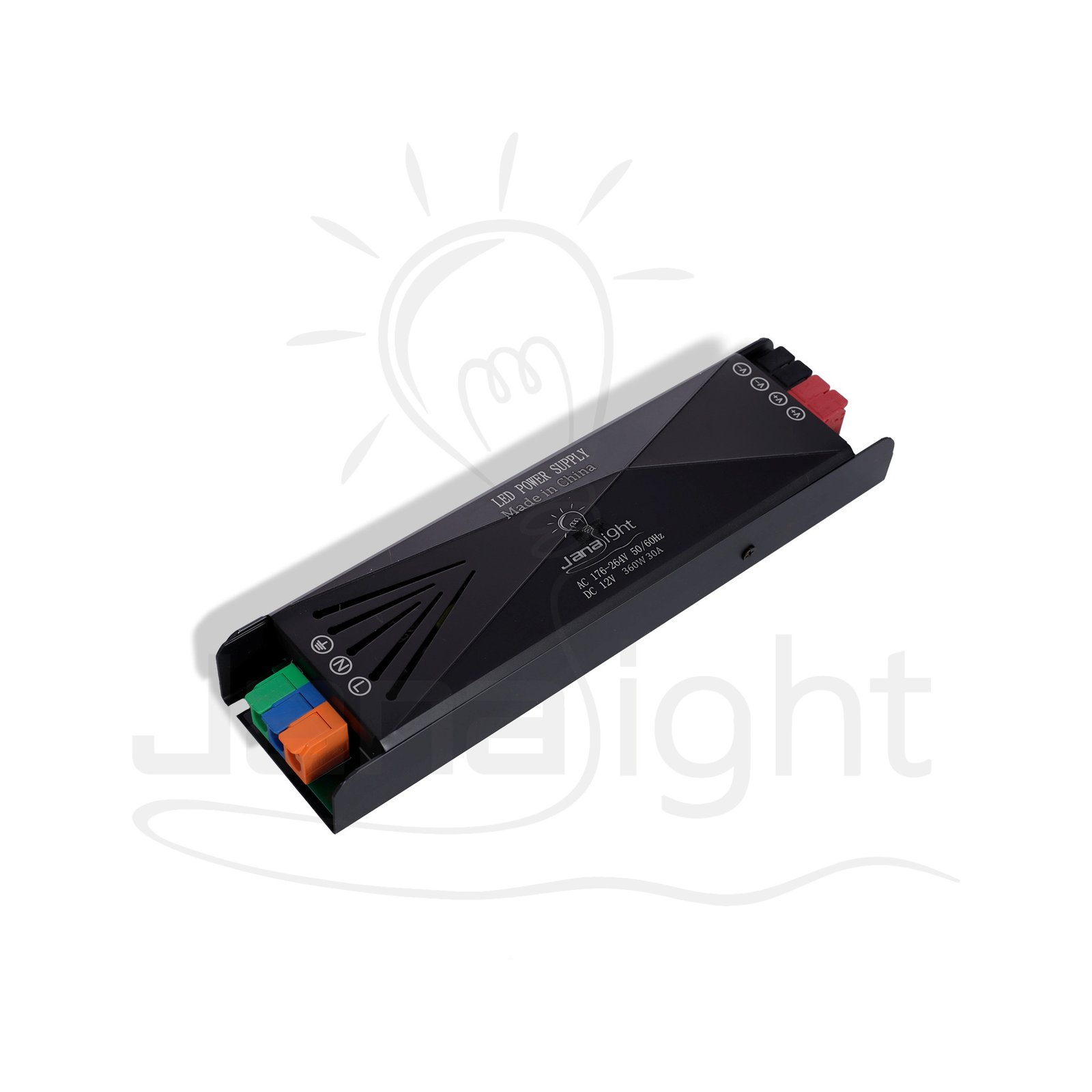 باور سبلاي 30 امبير HQ الترا سلم 360 وات DC12V فولت IP20-DY-360W-12 جني لايت Power Supply HQ Ultra Slim 30A 360W DC 12V IP20 - DY-360W-12 Jana Light