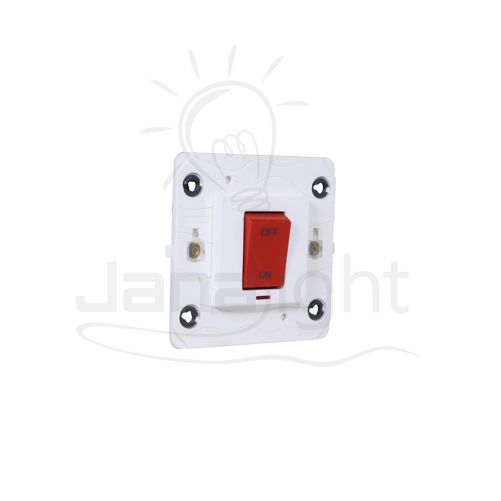 مفتاح تكييف 45 امبير بضوء 7x7 ليجراند ابيض Double pole switch Mallia - 1 gang - 1 way with indicator - 45 A 15501014(1)