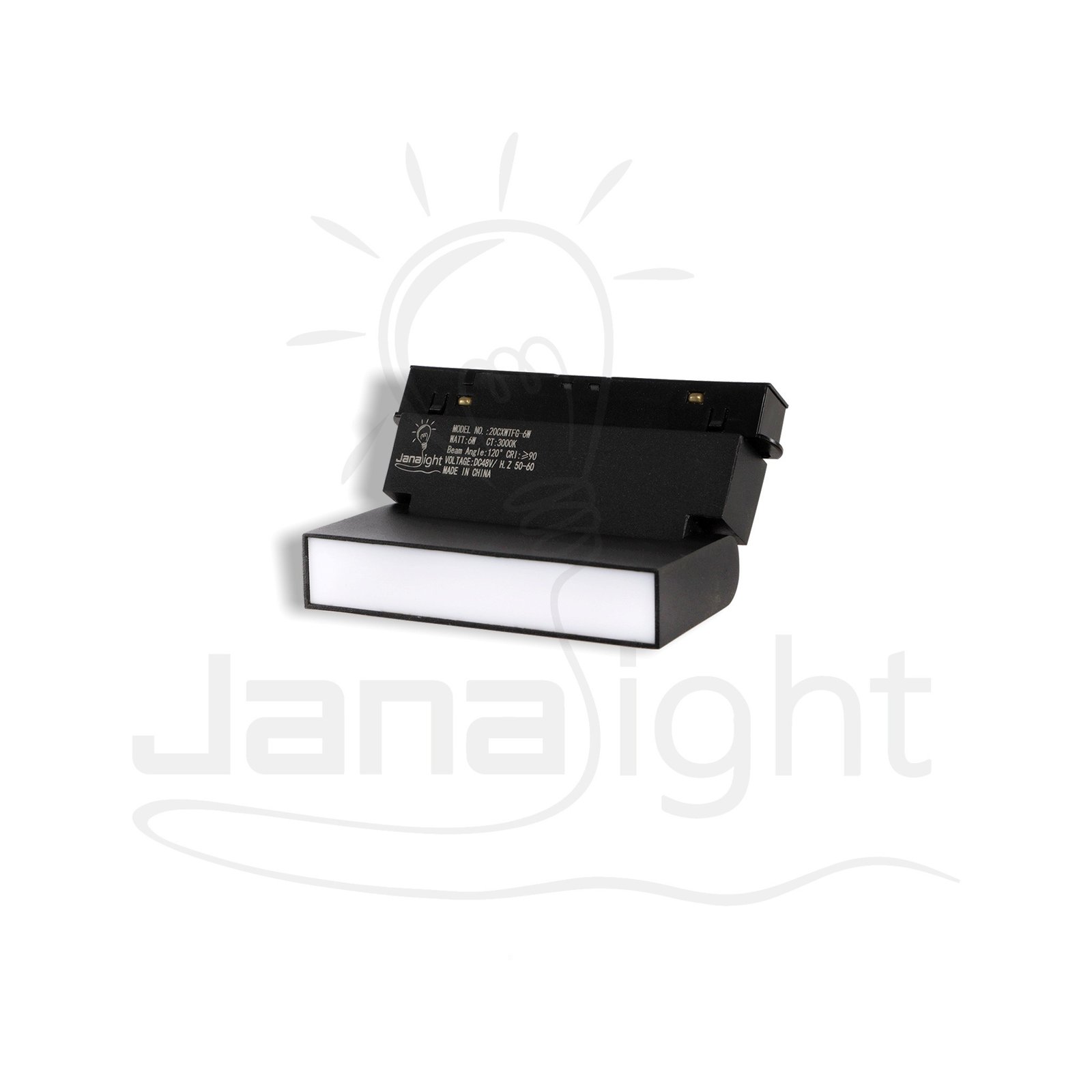 كشاف مجناتك اسود بروفايل مستطيل متحرك مسنفر وورم 6 وات 11 سم جنى لايت Black Magnetic Profile Rectangular Movable Spotlight Frosted Warm 6 Watt 11 cm Jana Light
