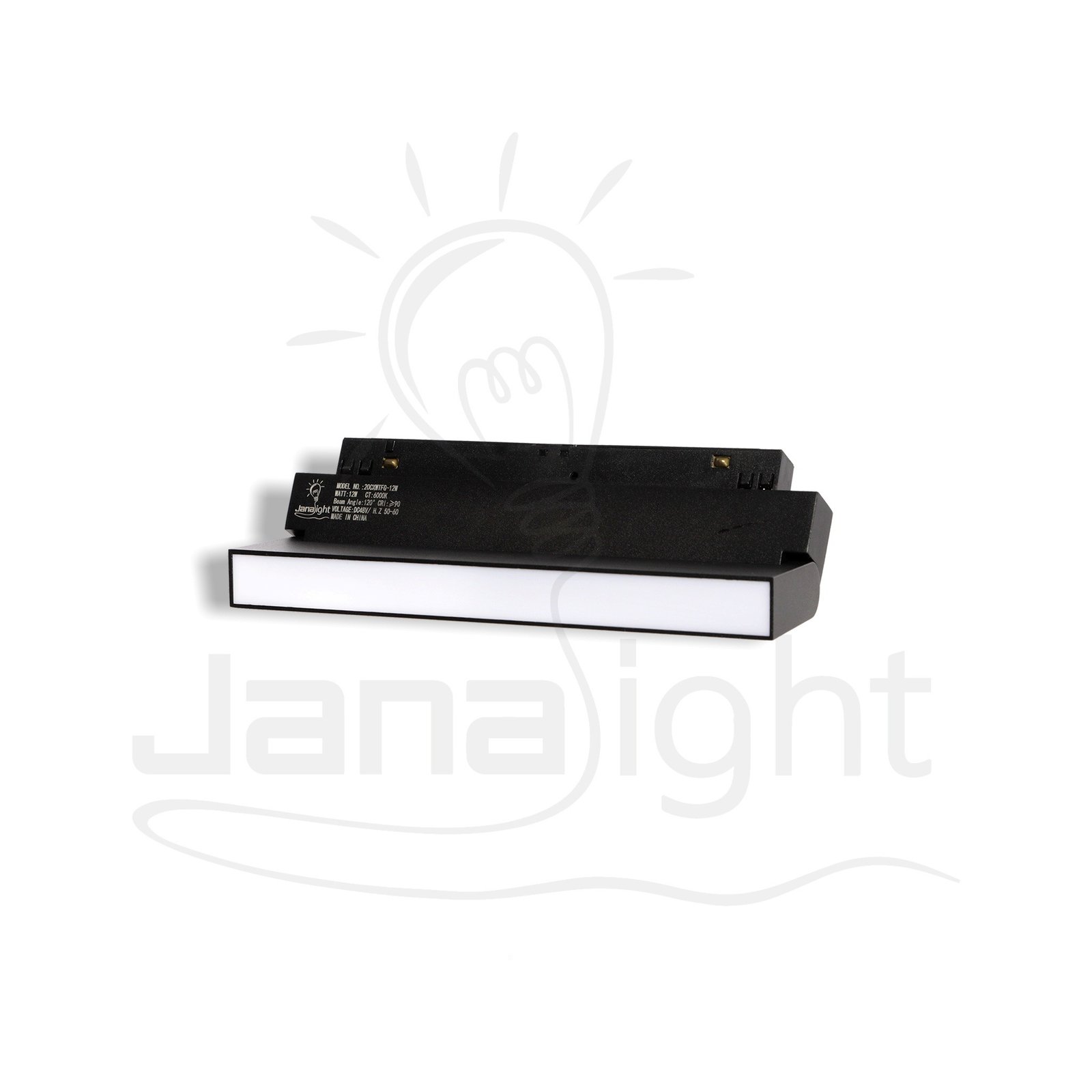 كشاف مجناتك اسود بروفايل مستطيل مسنفر ابيض V-DC48 12 وات 22سم جنى لايت Black magnetic profile rectangular frosted spotlight white light DC 48V 12W 22 cm – Jana Light