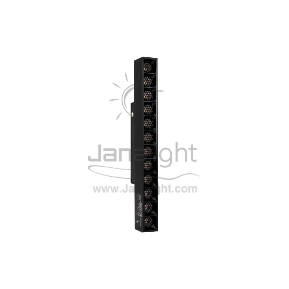 كشاف مجناتك اسود بروفايل مستطيل 12 عدسة شادو 12 وات 22 سم V-DC48 وورم JN-206 جني لايت black magnetic track rectangular 12 Shadow lens 12 watt wam