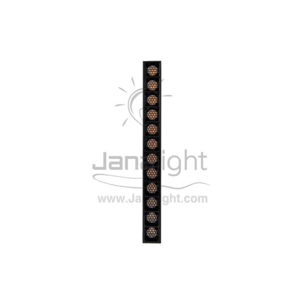 كشاف مجناتك اسود مستطيل متحرك 12 عدسة شادو 12 وات 22 سم V-DC48 وورم JN-213 جني لايت black magnetic track moving rectangular 12 Shadow lens 12 watt warm