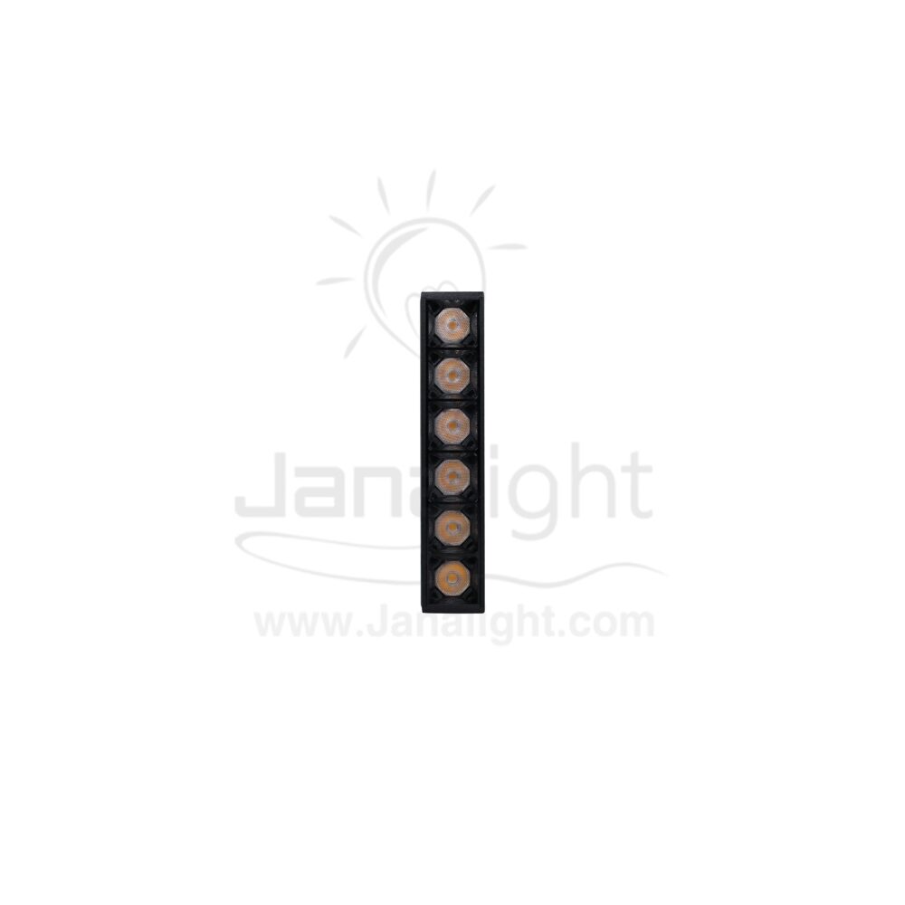 كشاف مجناتك اسود بروفايل مستطيل 6عدسة 6 وات 11سم وورم JN-Y5-20GS-6 جنى لايت Magnetic track light 6 lens 6w warm black