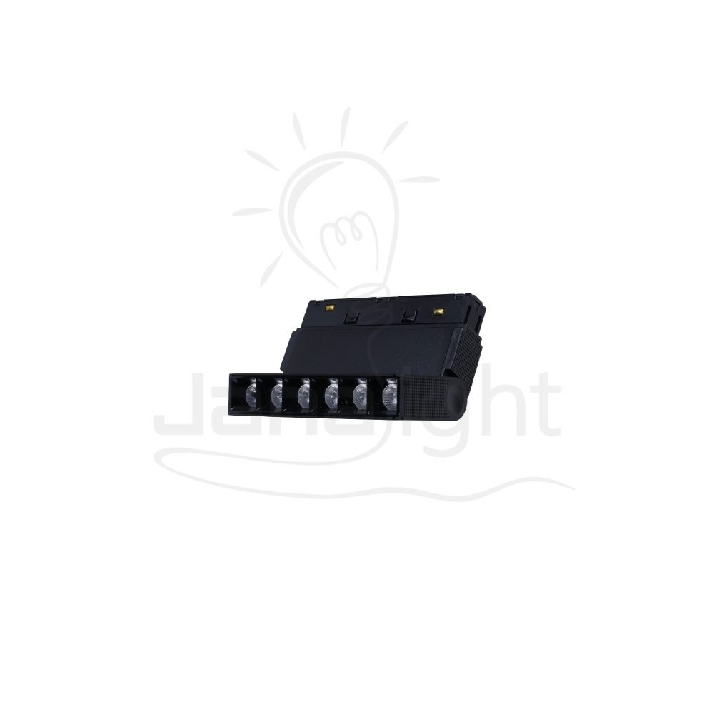 كشاف مجناتك اسود تراك مستطيل متحرك 6 عدسة 6 وات 11.5 سم وورم جنى لايت Rectangular magnetic light black body color warm 6W 6 lens