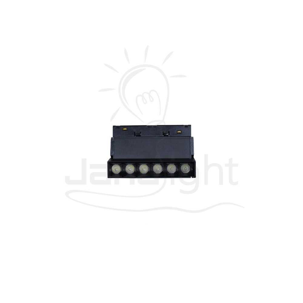 كشاف مجناتك اسود تراك مستطيل متحرك 6 عدسة 6 وات 11.5 سم وورم جنى لايت Rectangular magnetic light black body color warm 6W 6 lens