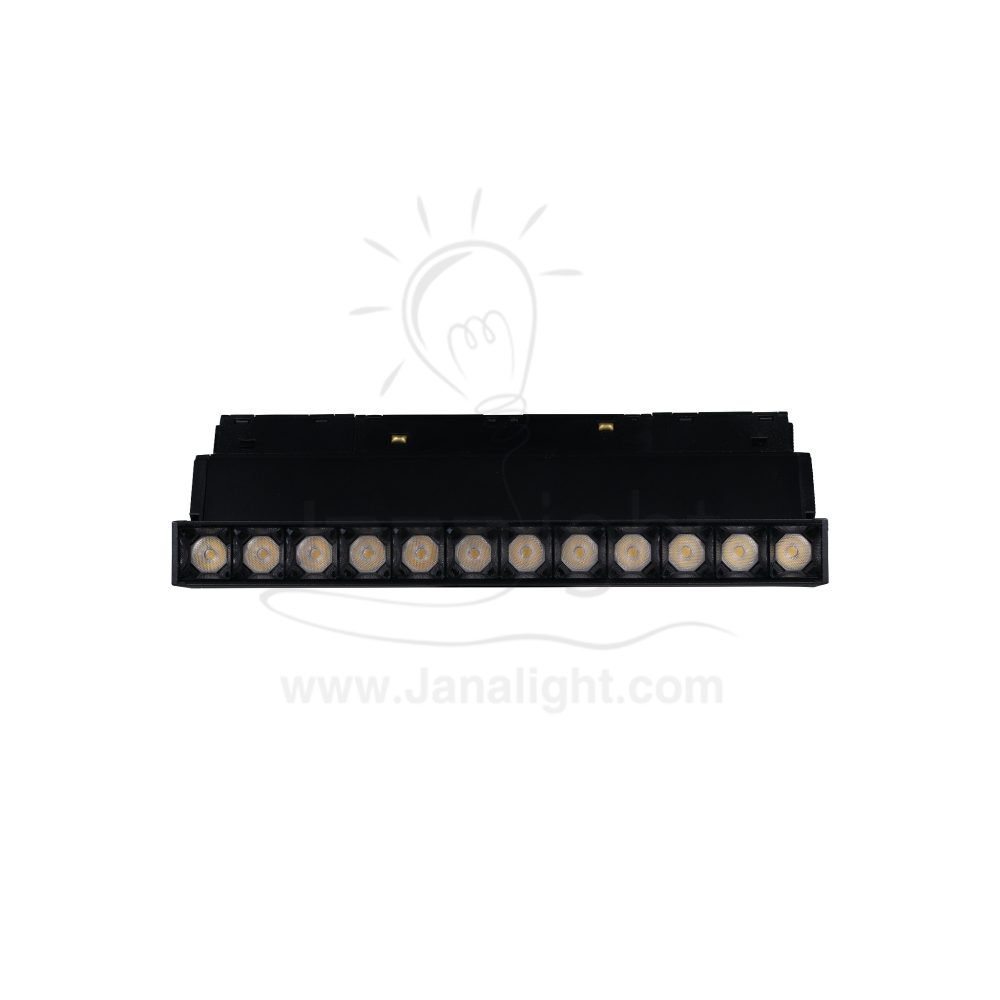 كشاف مجناتك اسود تراك مستطيل متحرك 12 عدسة 12 وات 22 سم كول جنى لايت Rectangular tiltable magnetic light black body color cool 12W 22cm