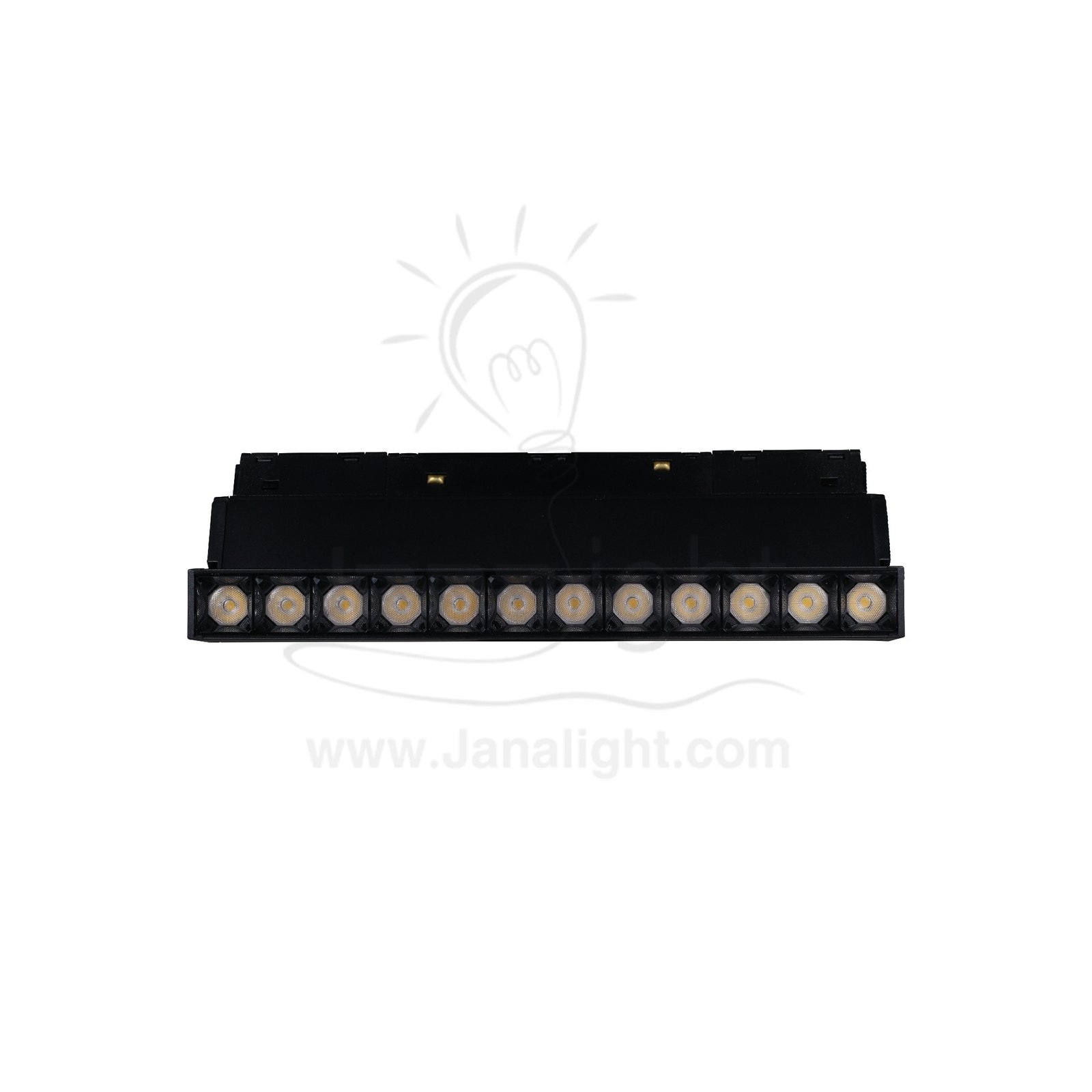 كشاف مجناتك اسود تراك مستطيل متحرك 12 عدسة 12 وات 22 سم كول جنى لايت Rectangular tiltable magnetic light black body color cool 12W 22cm