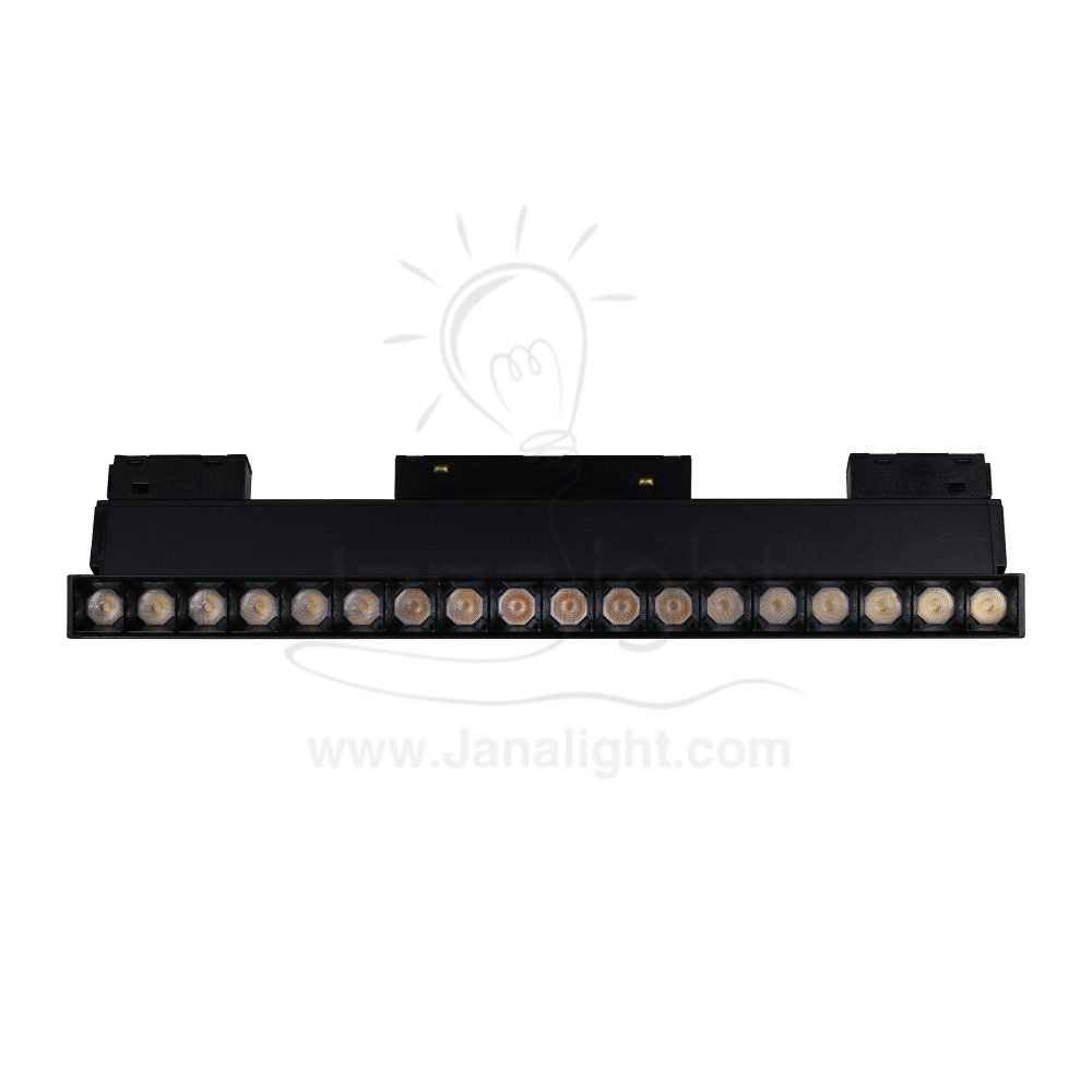 كشاف مجناتك اسود تراك مستطيل متحرك 18 عدسة 18 وات 33 سم كول جنى لايت Rectangular tiltable magnetic light black body color cool 18W 33cm