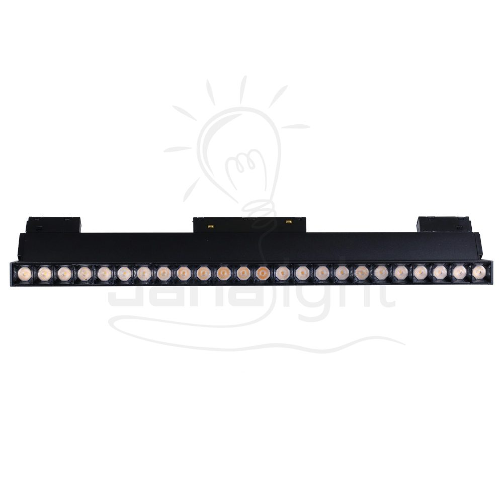 كشاف مجناتك اسود تراك مستطيل متحرك 24 عدسة 24 وات 44 سم وورم جنى لايت Rectangular tiltable magnetic light black body color warm light 24W 24 lens