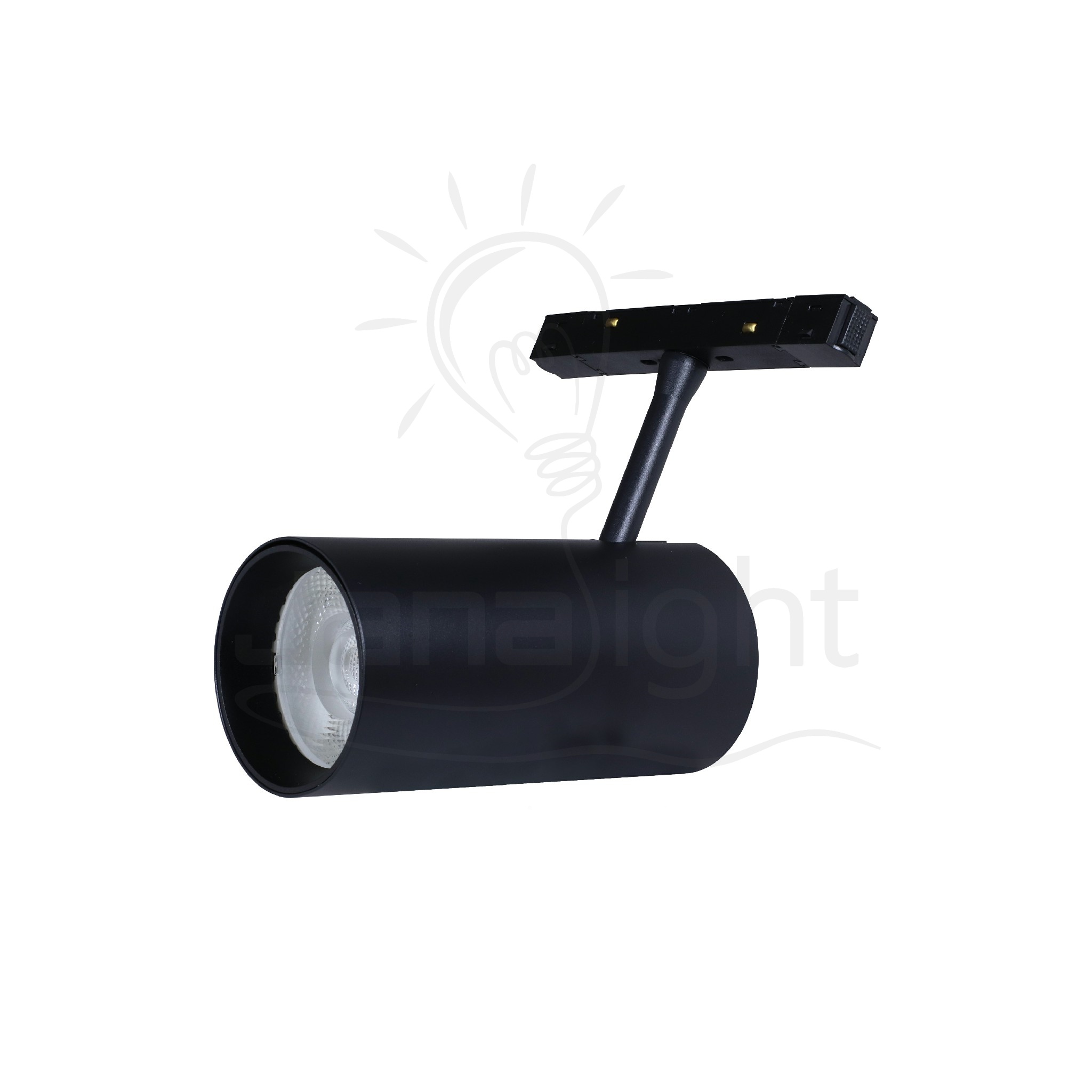 كشاف مجناتك اسود تراك اسطواني 30 وات 48VDC وورم جنى لايت Cylinder track magnetic light black body color warm 30W