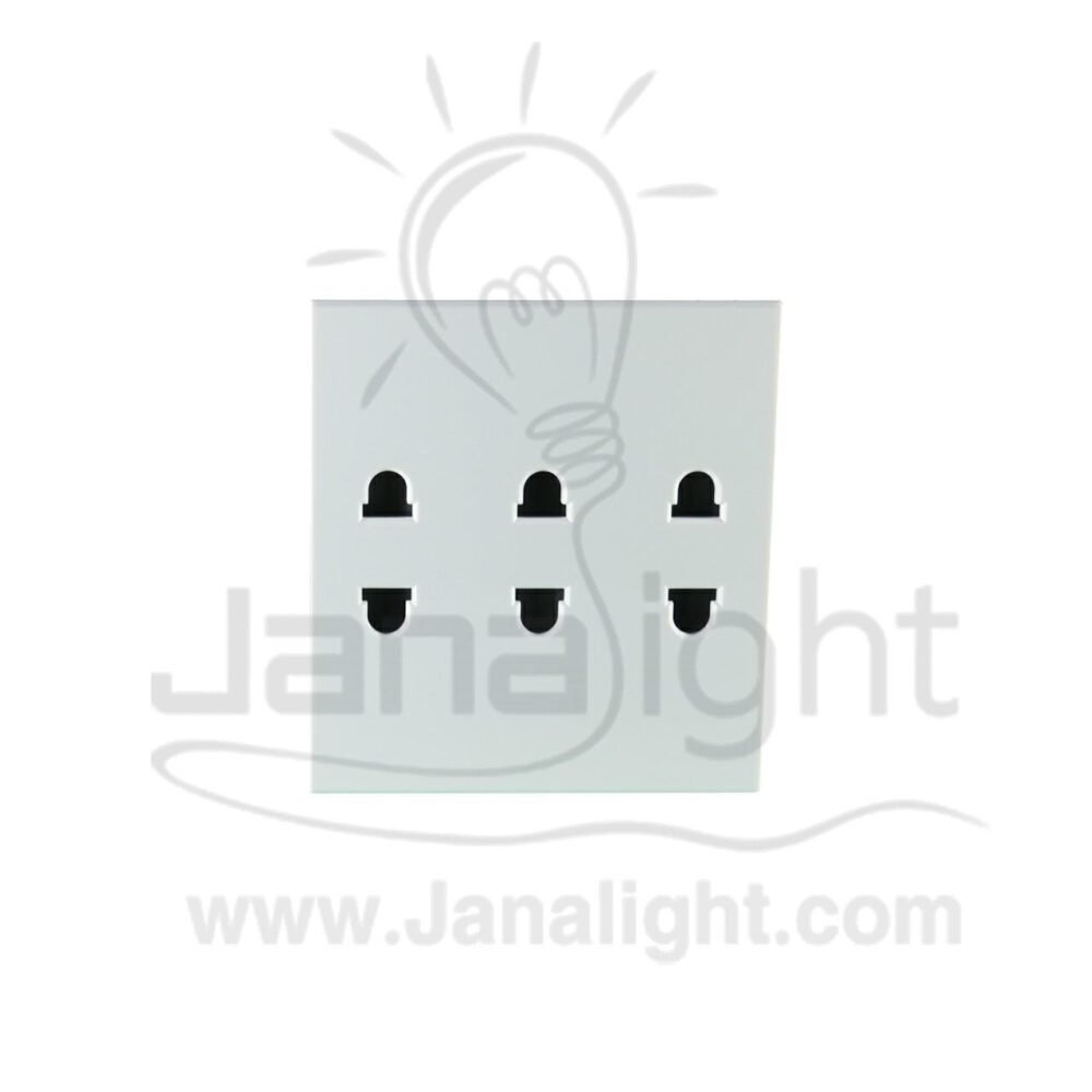 بريزة امريكي ثلاثية 16A ابيض 66مم نوفو nuovo amrecan Triple socket with earth white