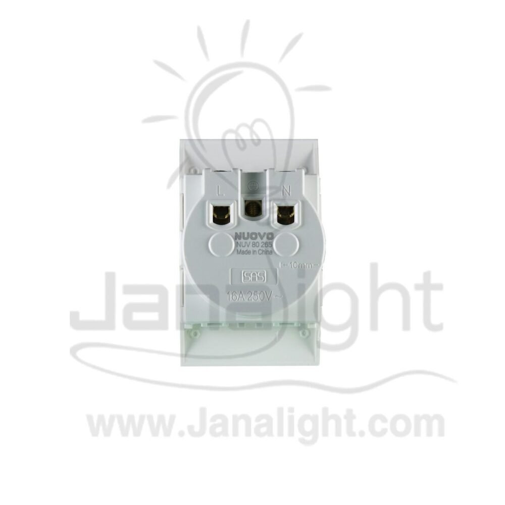 بريزة مجوفة 16A ابيض 44مم نوفو white Grounded socket nuovo