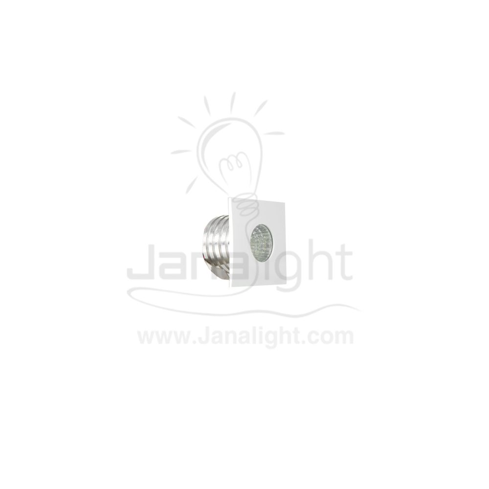 سبوت زر لد 3 وات COB سادة مربع ثابت ابيض ابيض fixed recessed submersible square white mini led spotlight 3 watt 183062