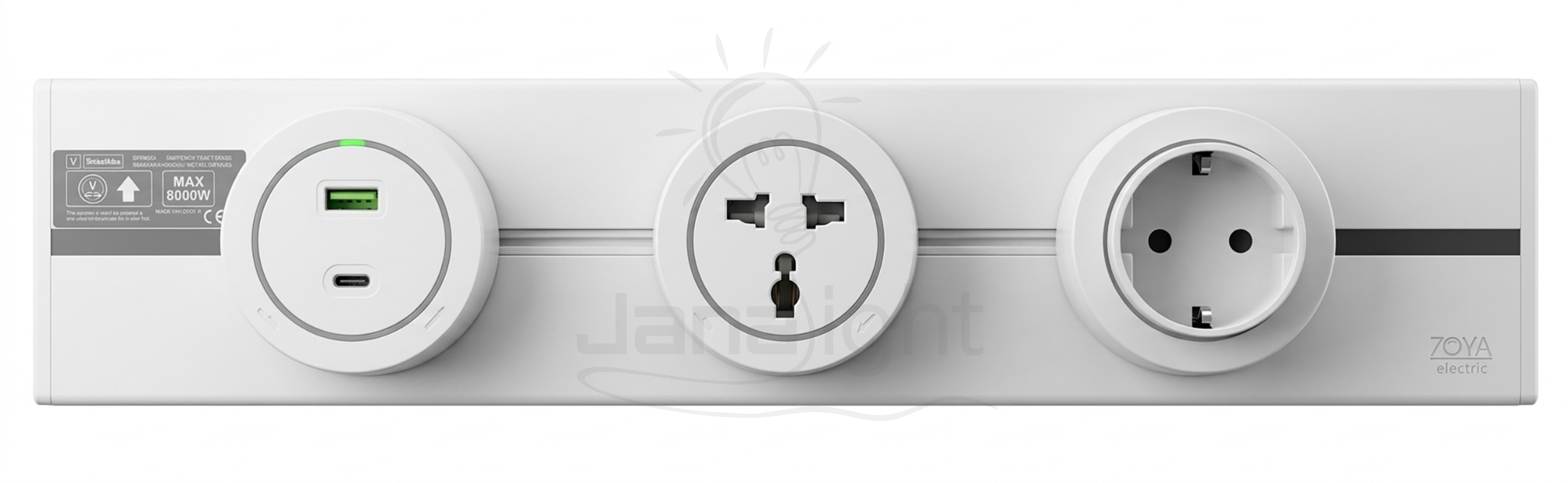 عود تراك سوكت أبيض 40 سم مع بريزة سوكت انجليزي وبريزة سوكت ألماني ومدخل سوكت Type-C و USB Track Socket white40 CM with English socket + German socket + Type-C socket input and USB port