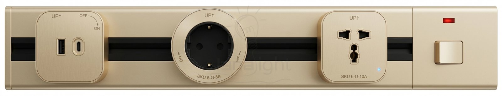 عود تراك سوك ذهبي 50 سم بمفتاح مع بريزة سوكيت انجليزي وبريزة سوكيت مجوفة ومدخل سوكيت type-c و usb 50cm Gold Track Sock Oud with key, English socket, hollow socket, Type-C socket input, and USB input