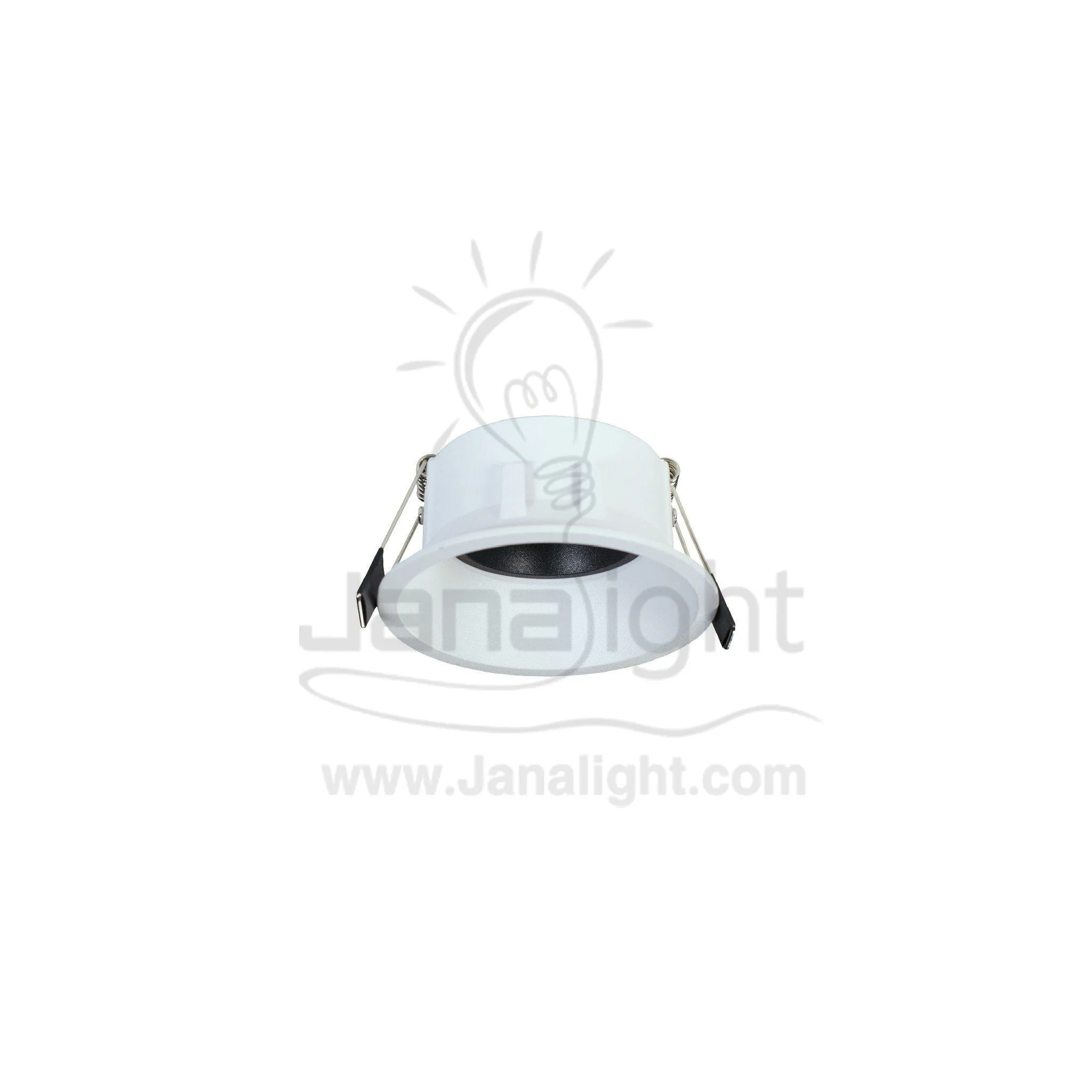 سبوت لايت فارغ 7.5 سم مسحوب مدور ابيض حلق اسود Round White 6 Spotlight Frame With Black Ring