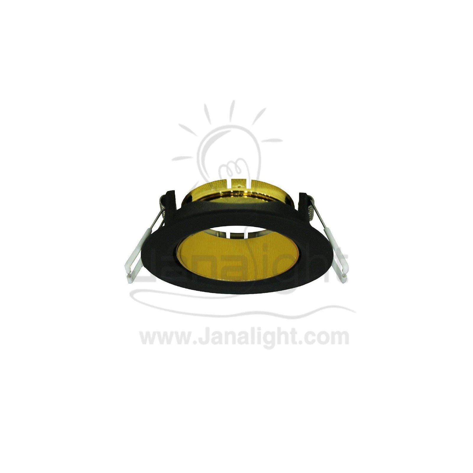 سبوت مدور متحرك فارغ ناعم كونو اسود - ذهبي بريق BQ-02-18 pivoting round recessed black & gold frame spotlight 9 cm