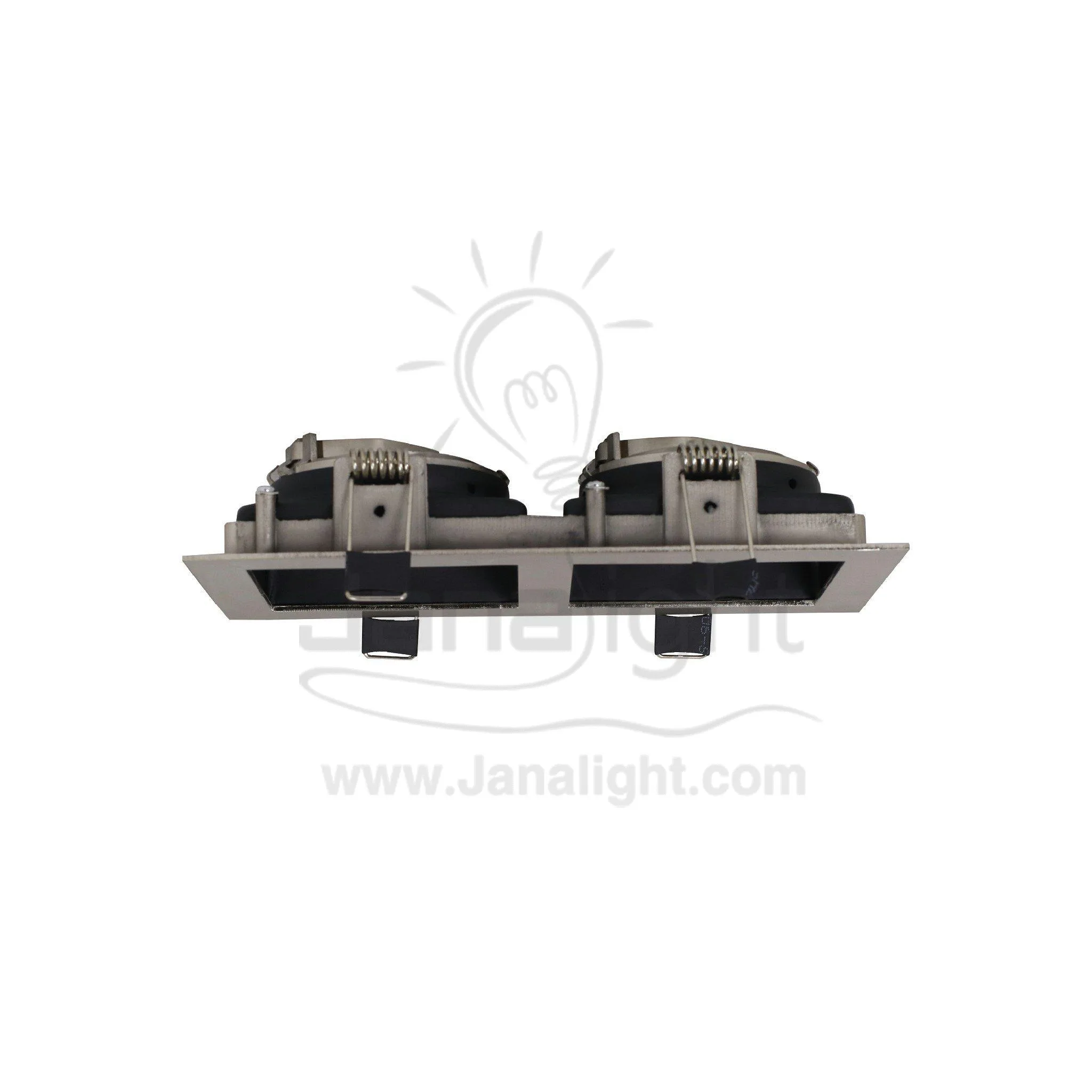 جسم سبوت لايت 2 عين ميتال مربع غاطس فضي اسود Double Square Metallic Silver/Black Spotlight Frame