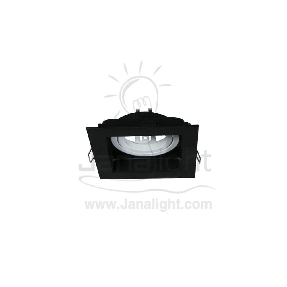 جسم سبوت لايت 1 عين ميتال مربع غاطس اسود اسود حلقة ابيض Single Square Metallic Black SpotLight Frame with White ring