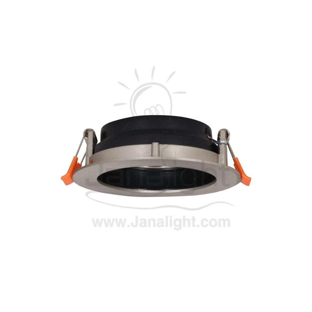 جسم سبوت لايت ميتال مدور غاطس فضي اسود Round Metallic Silver/Black SpotLight Frame