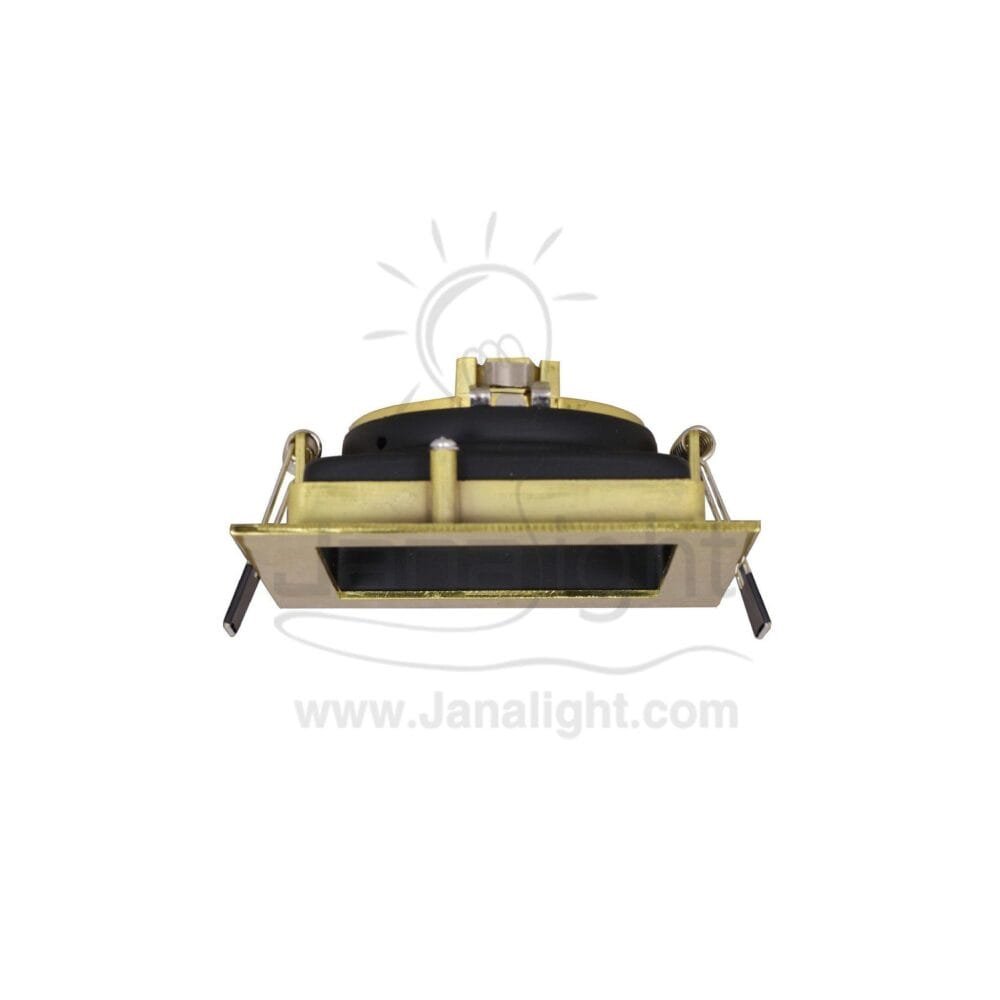 جسم سبوت لايت 1 عين ميتال مربع غاطس ذهبي لامع اسود Single Square Metallic Shiny Gold/Black SpotLight Frame