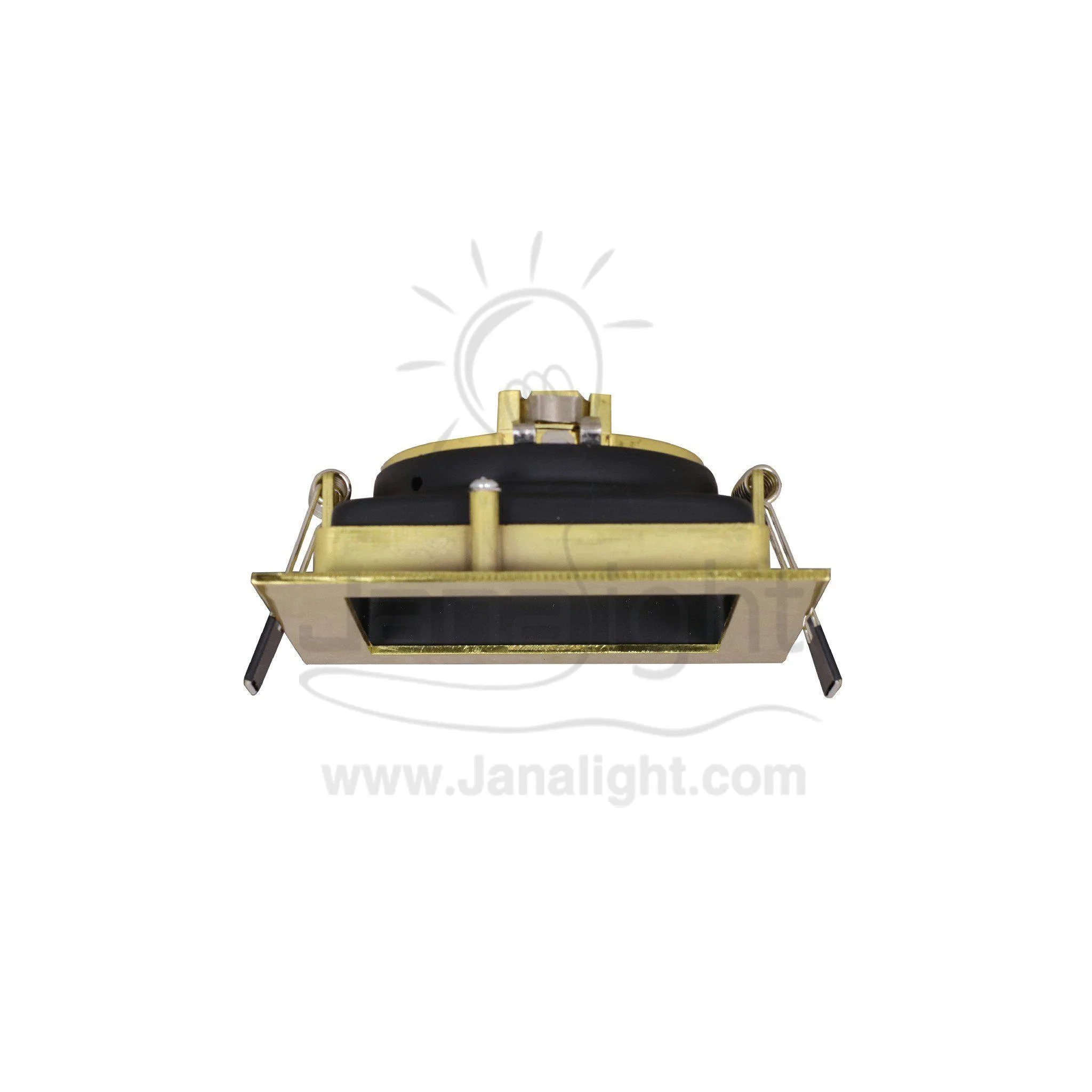 جسم سبوت لايت 1 عين ميتال مربع غاطس ذهبي لامع اسود Single Square Metallic Shiny Gold/Black SpotLight Frame