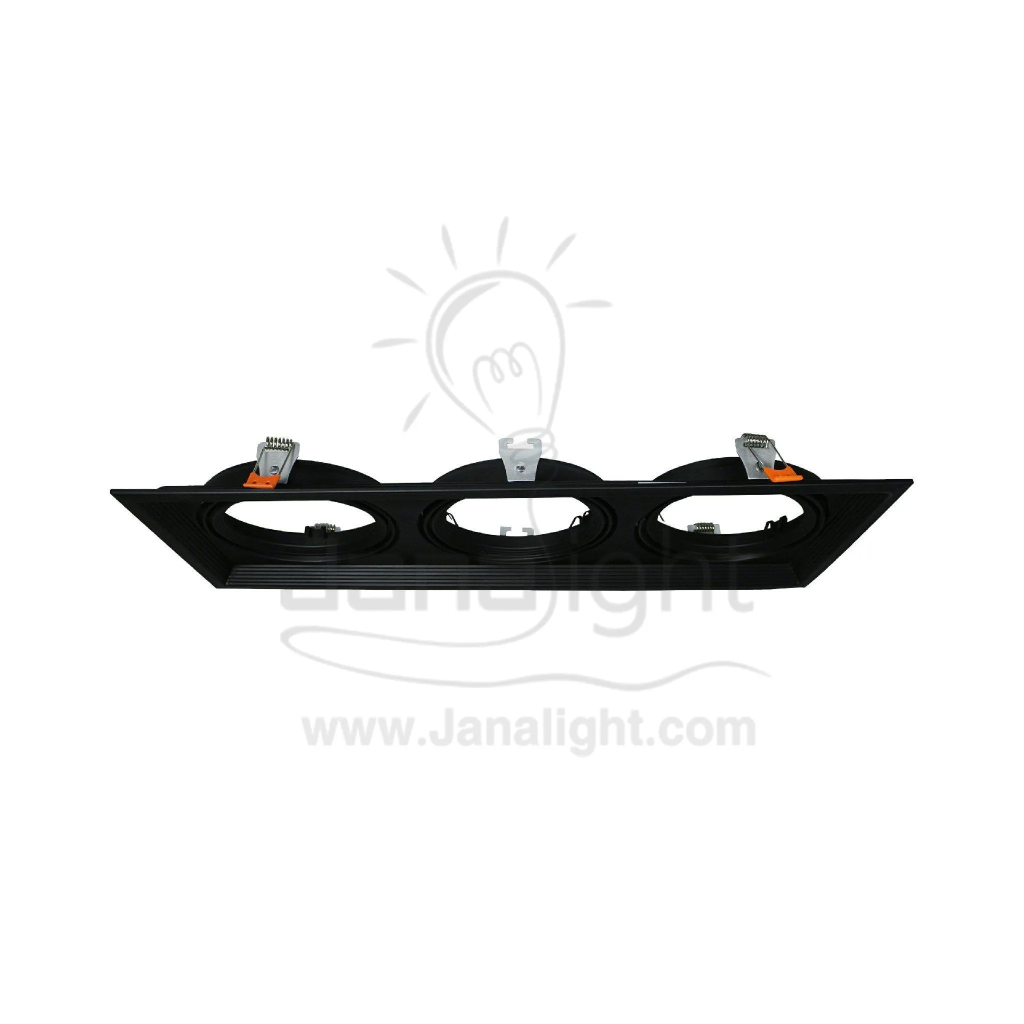 جسم سبوت لايت فارغ 3عين اسود كبير Triple Large Square Black Spotlight Frame